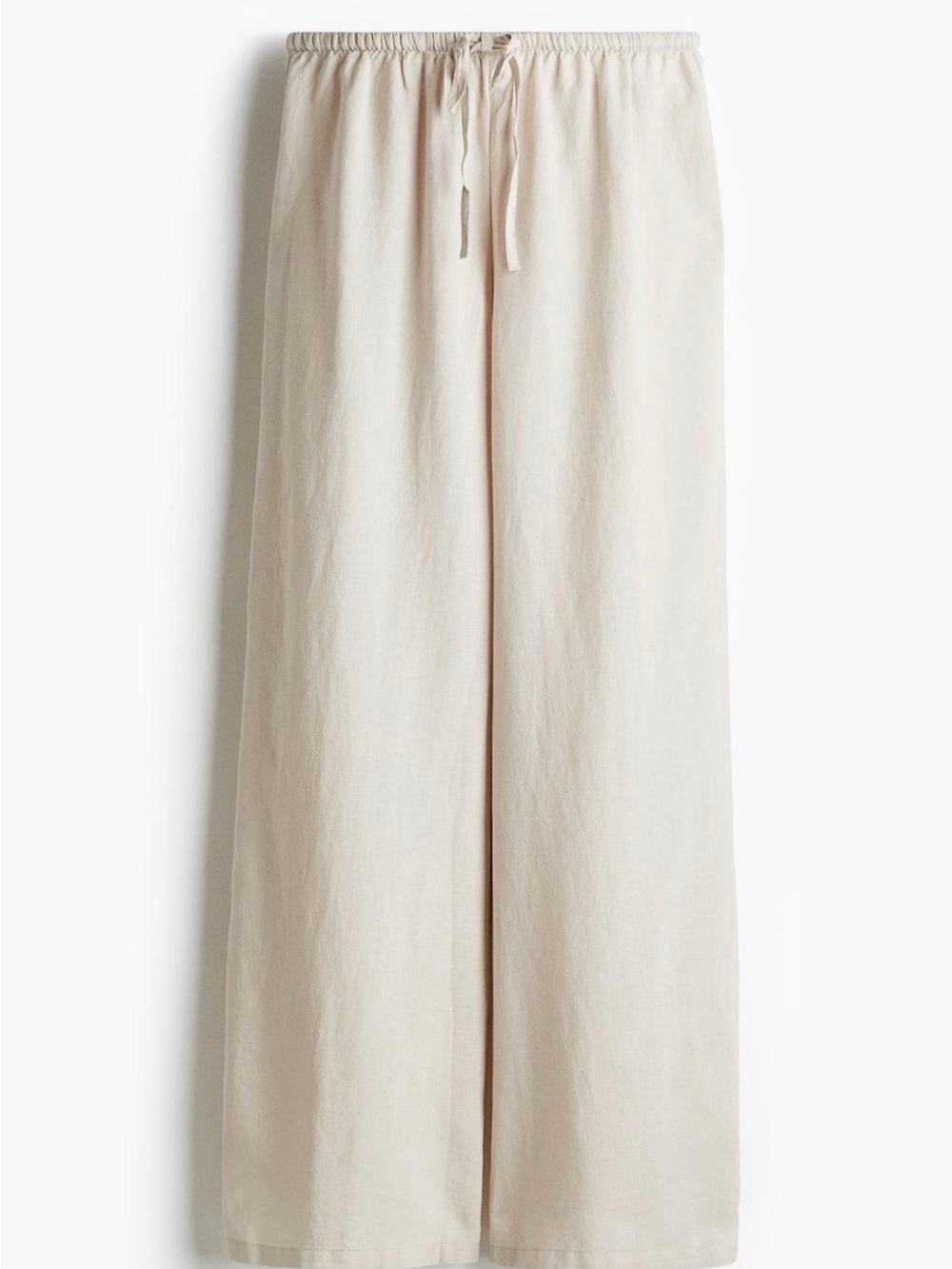 H&M Wide-Leg Drawstring Pants in Light Cream